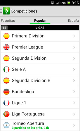 Resultados de Fútbol Android